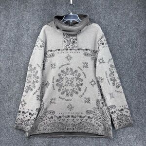John John Made In Heaven Gray Hoodie Black Artsy Paisley Men’s M Streetwear